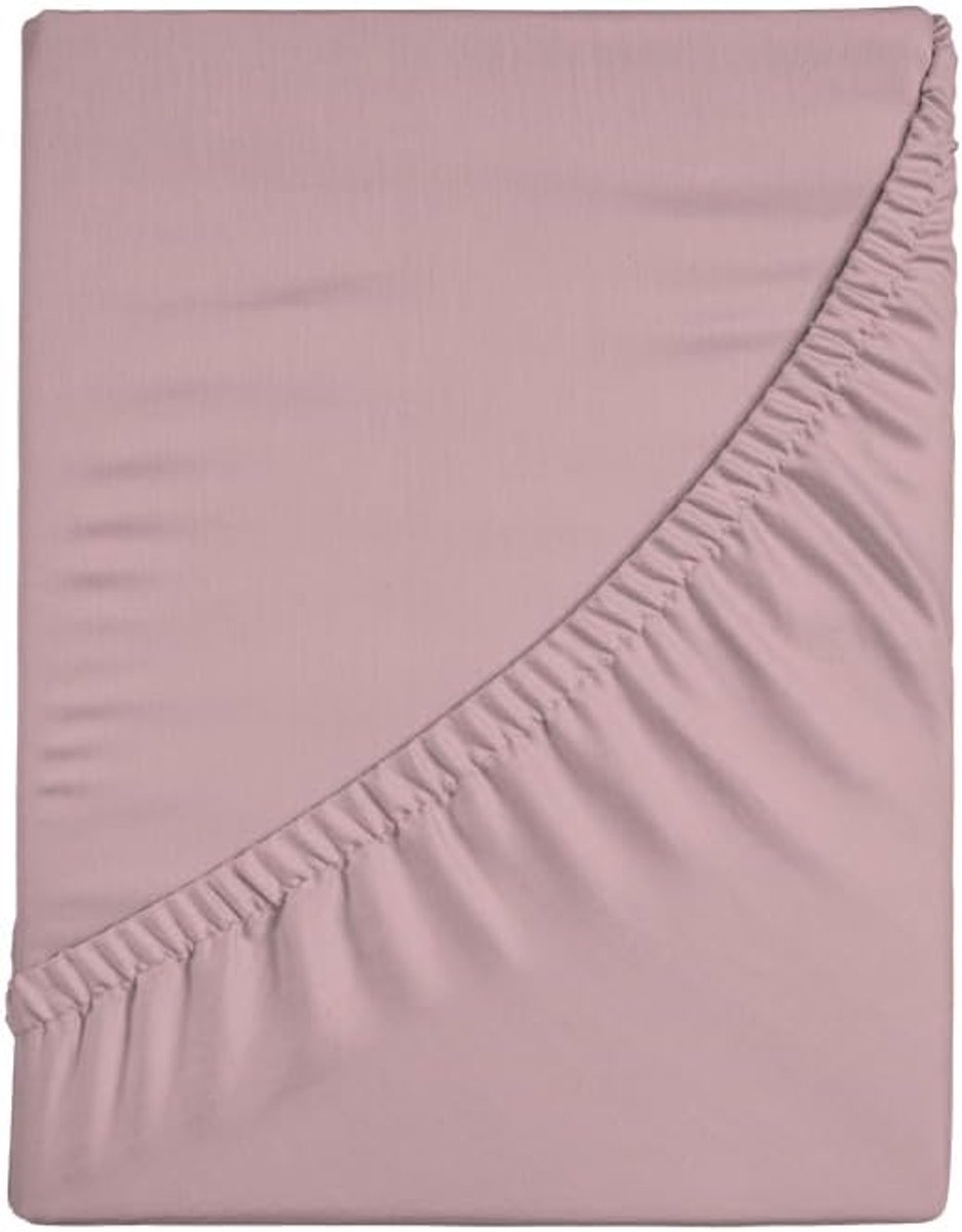 Hoeslaken voor tweepersoonsbed, effen, 100% katoen, maxi-hoek 30 cm, roze, 180 x 200 cm