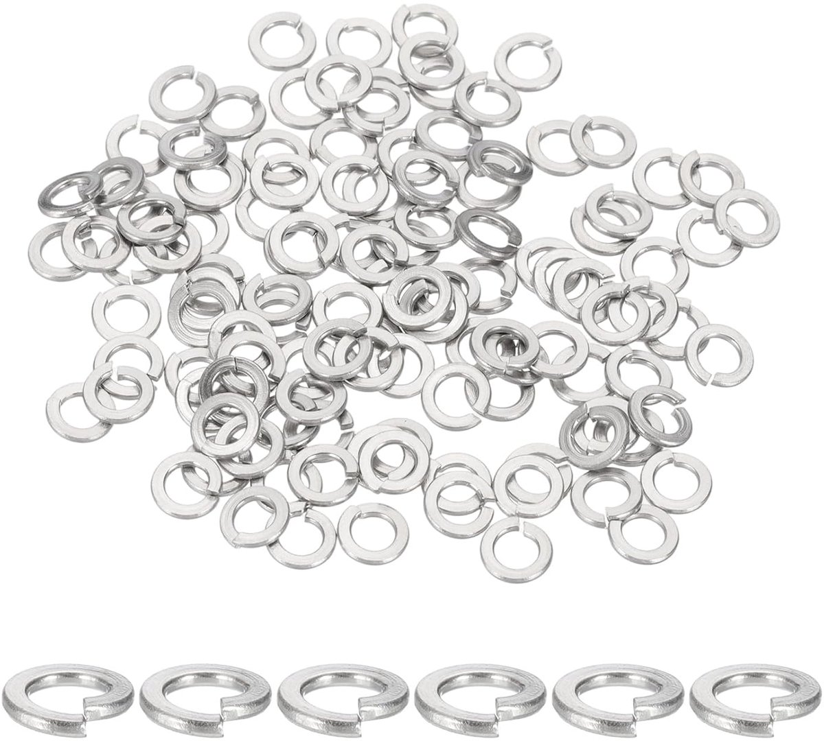 4# Grower Wasmachine, 304 Roestvrij Staal Grower Sleufringen voor Schroeven Bouten Auto's Bouwmachines Zilver Set van 120