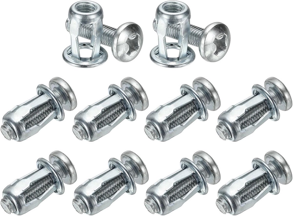 METERXITY 10-pack M8 x 21 holle deurankerset, bloemblaadjesmoeren uitbreidingsschroef krikmoer voor holle wand/aluminium bekleding/stalen buizen/ijzeren platen/kunststof panelen [zilverkleurig]