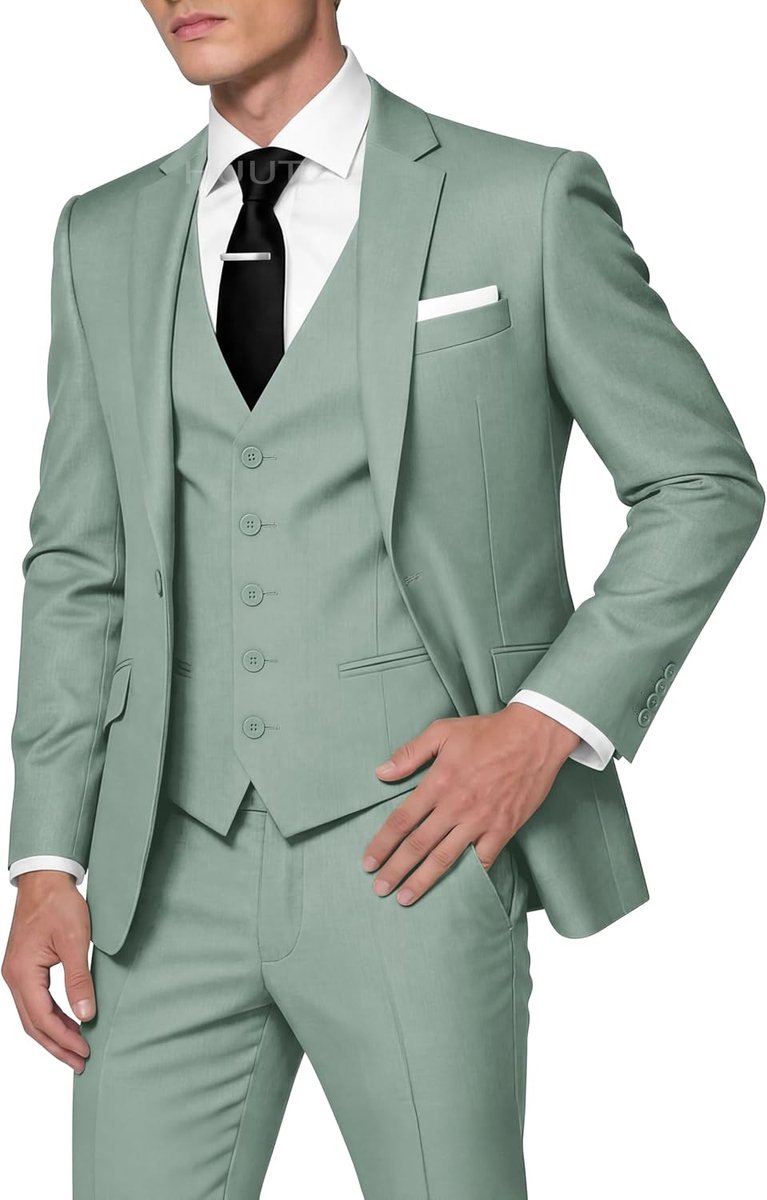 Heren 3-delig pak Regular Fit One Button Blazer Jas Vest Broek Smoking Set Zakelijk Bruiloft Groomsmen Prom Suits