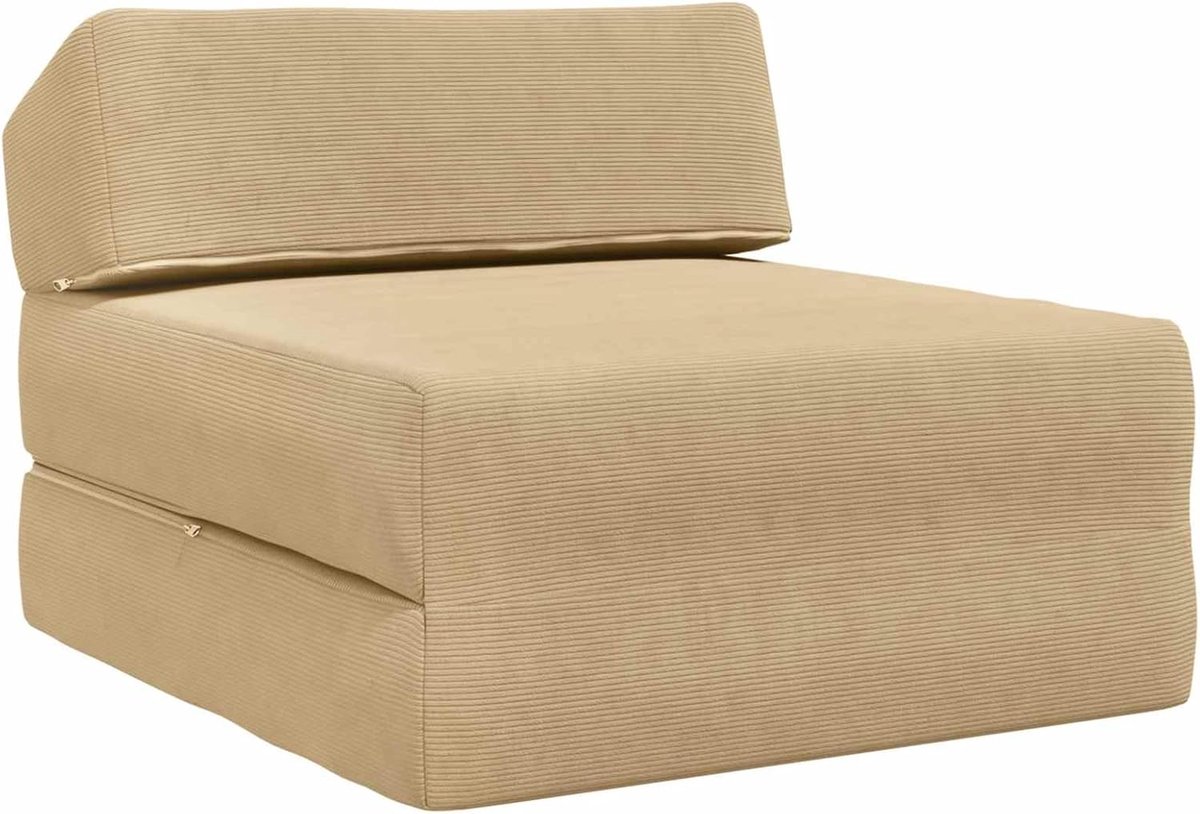 Klapbank bed groen grijs 60 x 70 x 41 cm corduroy stof, opvouwbare slaapbank als dagbed stijlvolle vloerbank voor kleine woningen logeerkamer 900066
