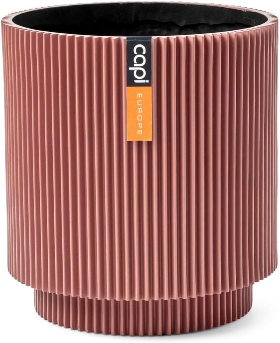 Vaas cilinder Groove - 15x17 cm - Roze - Voor binnen en buiten gebruik - SnelShoppen