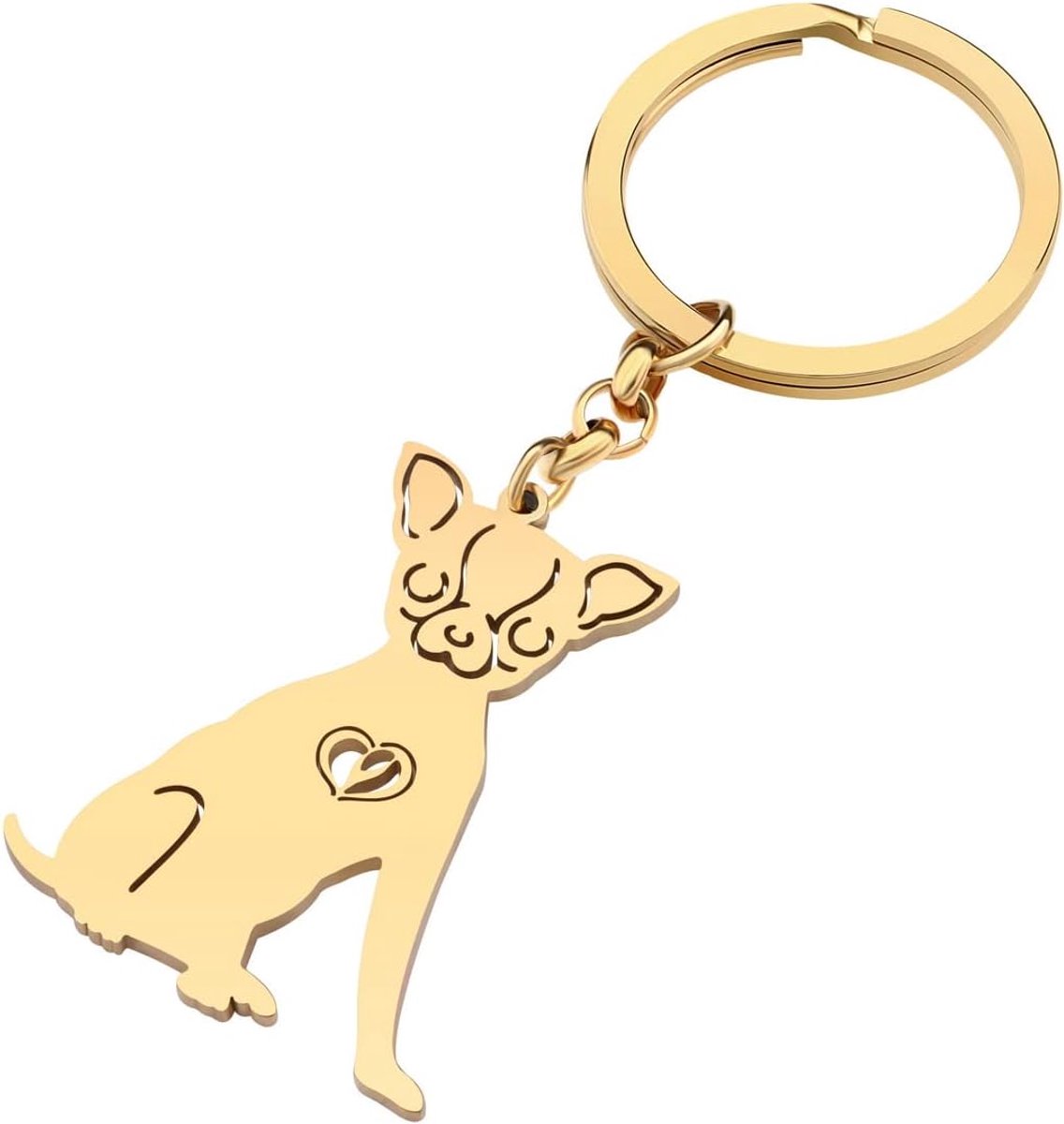18K Goud Verzilverd Leuke Hond Sleutelhanger Sleutelhanger Voor Vrouwen Meisjes Geschenken Auto Purse Sleutels Hond Liefhebbers Charms Accessoires, M, Roestvrij staal