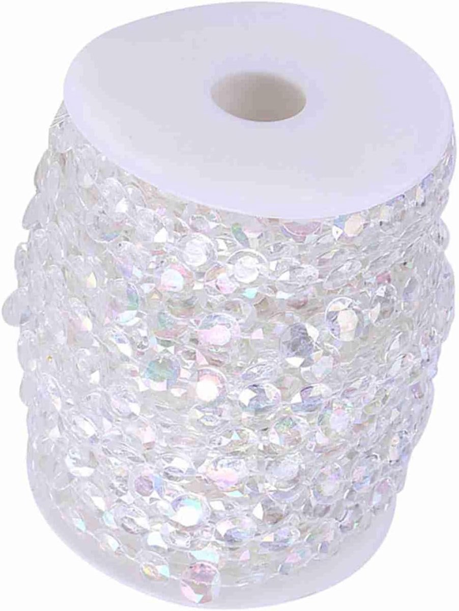 Kralengordijn, 30m, Acryl, Transparant, Diamant AB, Doe-het-zelf Deurdecoratie voor Bruiloft, Feest, Slaapkamer