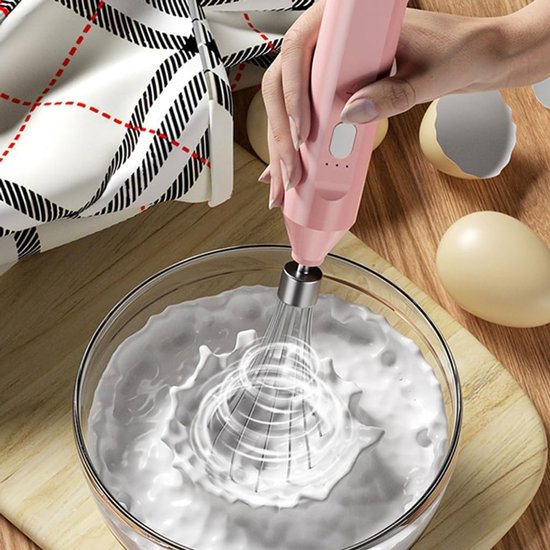 Draadloze Handmixer - Melkopschuimer Klopper - Keuken Koken - 3 Snelheden Instelbaar - 183 Gram - Roze — afbeelding 4