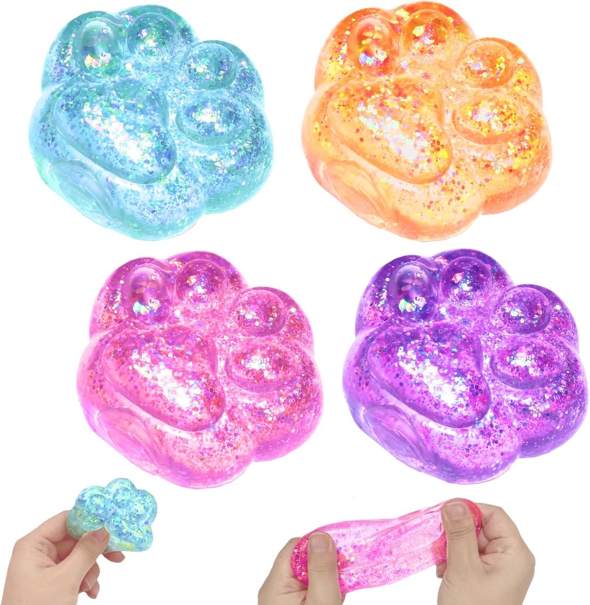 4 stuks Taba Squishy kattenpoten, ter verlichting van angst en ter verhoging van de concentratie, anti-stress speelgoed voor kinderen en volwassenen (kleurvariant willekeurig​)
