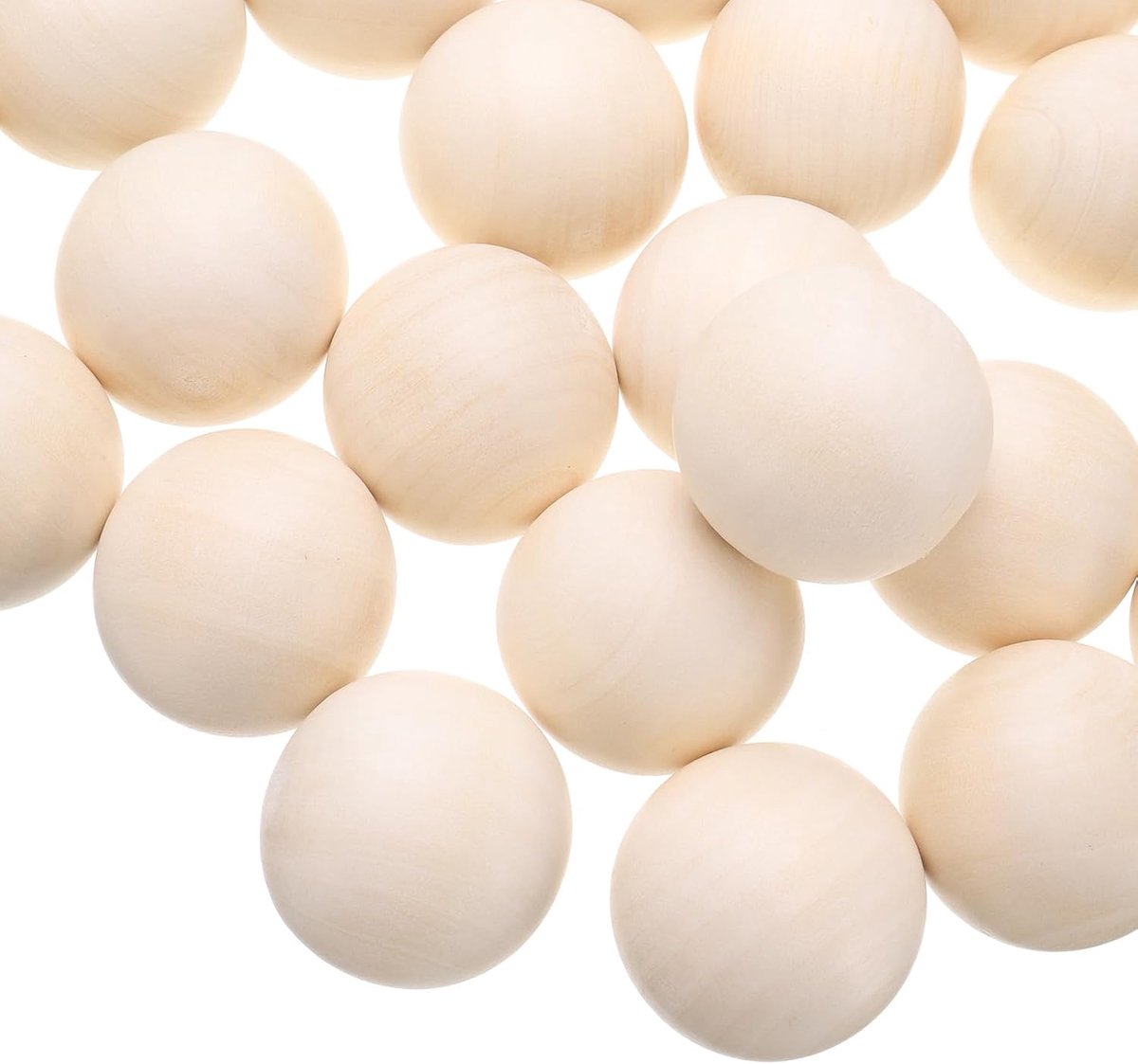50 stuks ronde houten ballen, diameter 35 mm, onafgewerkte massief houten kralen, kleine natuurlijke knutselballen voor doe-het-zelf knutselprojecten, kunstornamenten