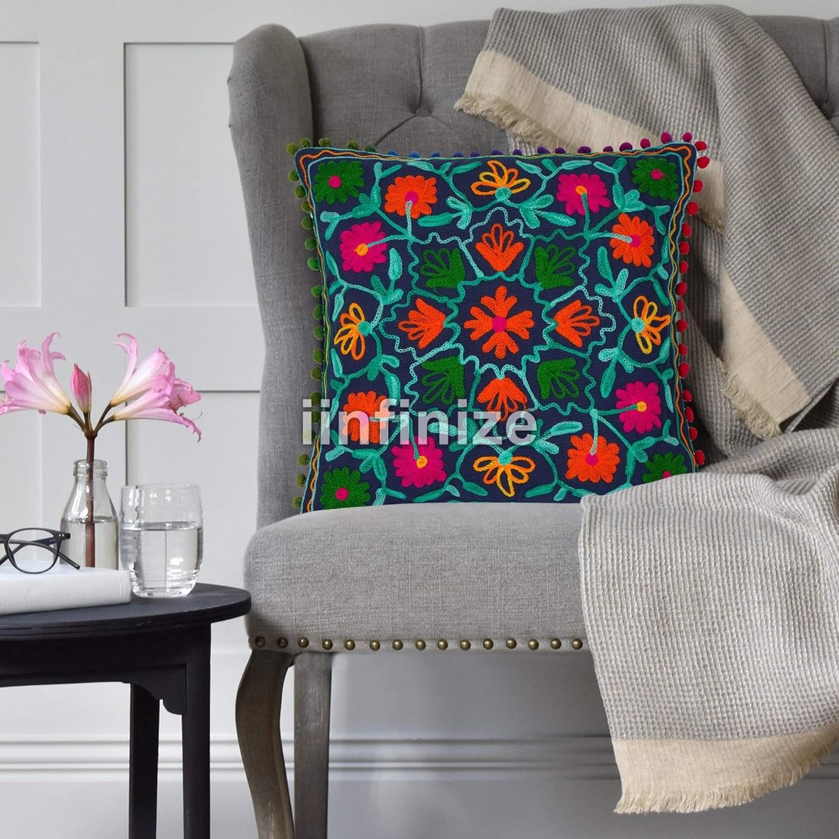 Kussenhoes 16x16 Inch - Etnisch Katoen - Traditioneel Borduurwerk - Ideaal voor Woonkamer Decoratie - SnelShoppen
