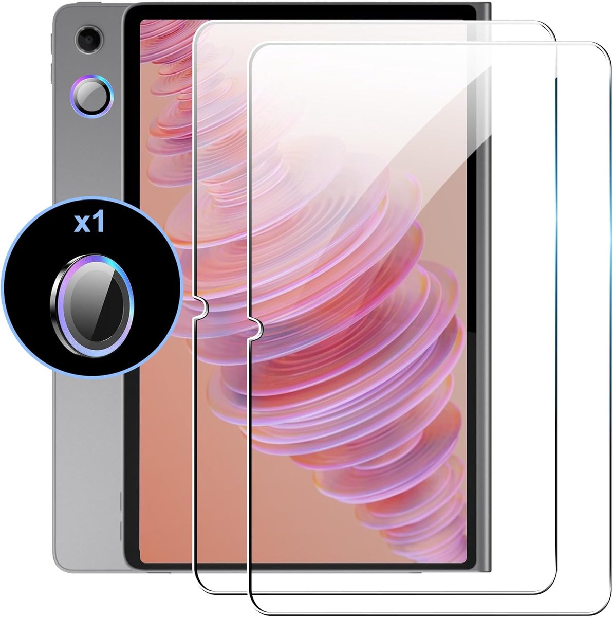 zZjoOoj Beschermfolie voor Lenovo Tab Plus (11,5 inch, model 2024), pantserglas, 2 stuks displaybeschermfolie met 1 camerabescherming, 9H hardheid, HD helder, zonder luchtbellen, krasbestendig