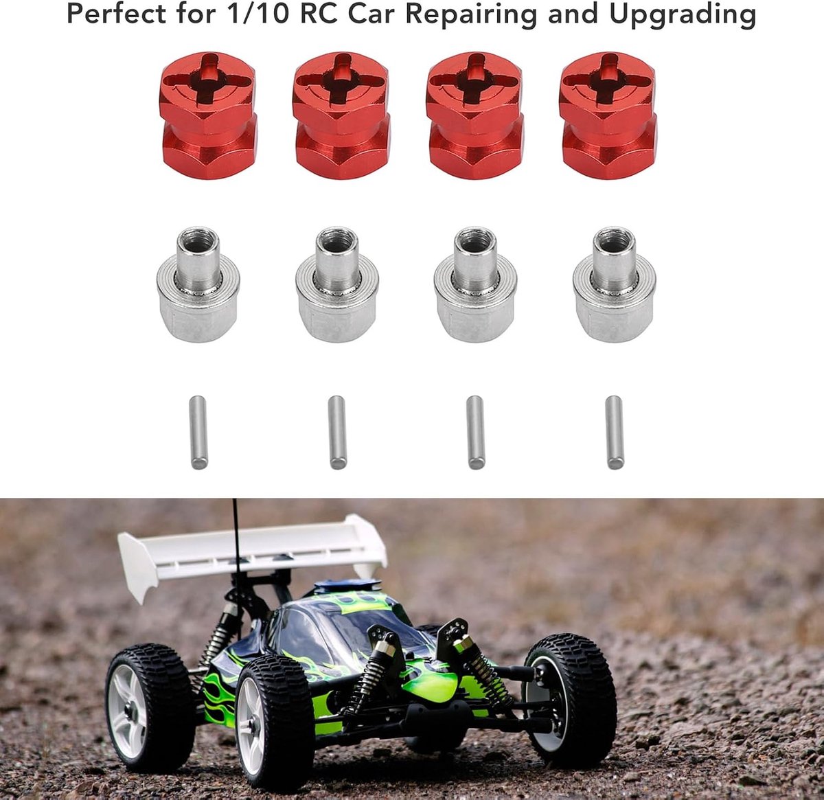 Hex Hub Wheels Extension Adapter Axiale HSP Redcat Tamiya HPI 1/10 RC Auto Stabiliteit Enhancer Lichtgewicht Legering 4PCS (Red)