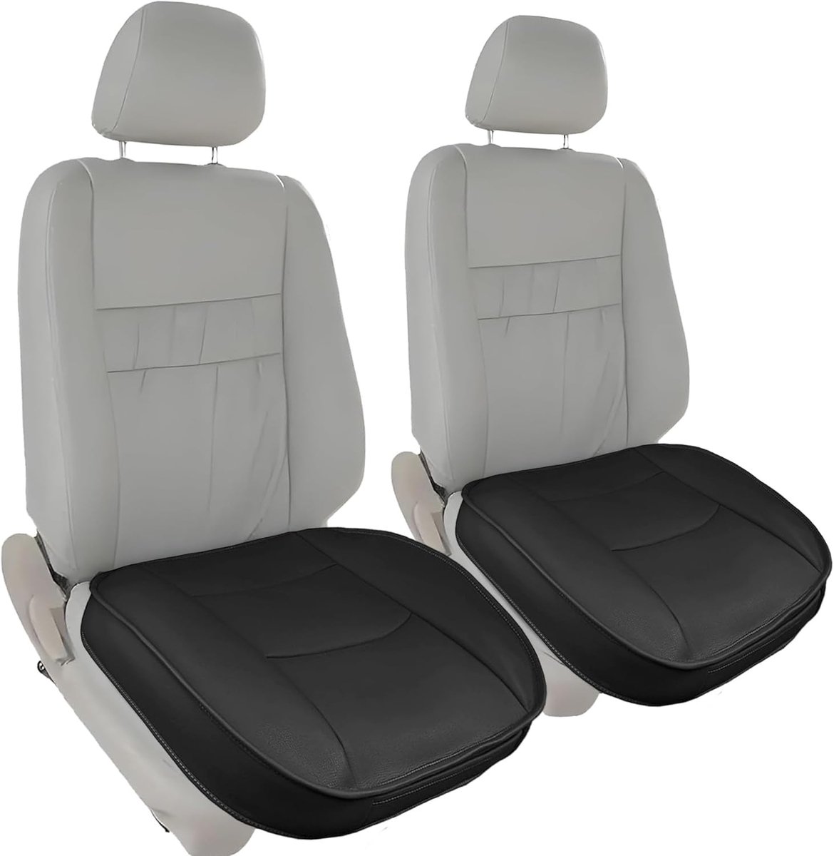 2 stuks voorstoelhoes, premium PU-autostoelhoes, waterdichte autostoelpad, autostoelkussen pad mat beschermer voor de meeste voertuigen, SUV, volledige wikkelrand, zwart