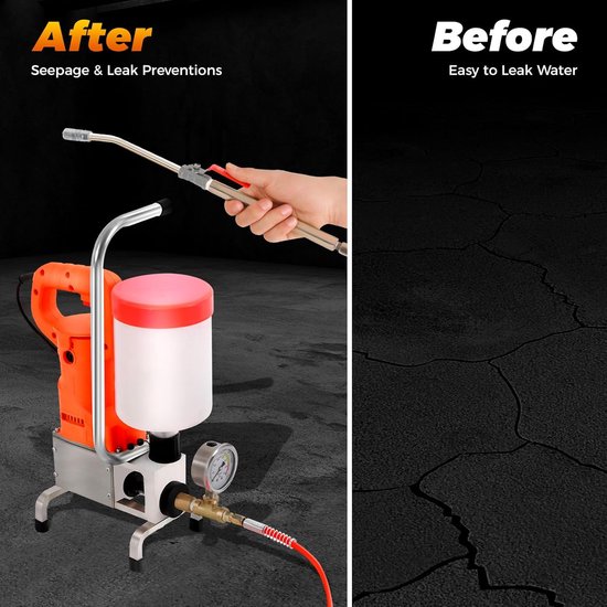 Hogedruk-injectiemachine, 720 W, 10.000 psi, grouting machine voor het afdichten van betonscheuren, lek- en waterbescherming, bouwgereedschap van aluminium en ijzer — afbeelding 2