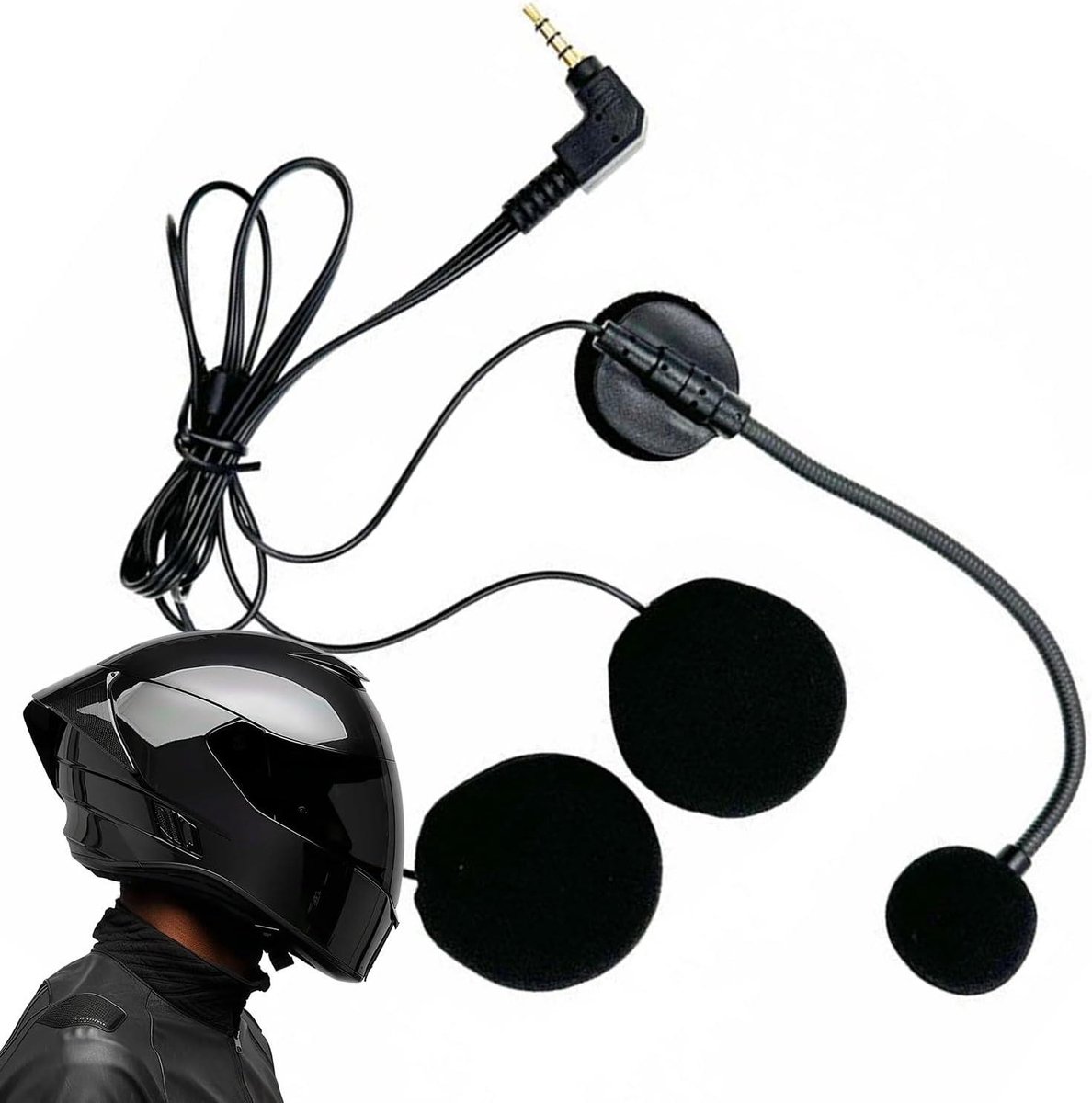 Helmluidsprekers Hoofdtelefoon - Motorfiets Audio Oordopjes - Motorrijden Communicatie - High-Definition Geluid - 77 cm - Zwart