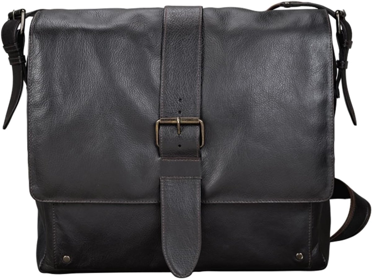 And Soul FB1147134 - fixbag schoudertas NEO met Klickfix adapterplaat + stuuradapter voor fiets, laptoptas voor 12 inch notebooks, van echt leer, ca. 32 x 34 x 13 cm, donkerbruin