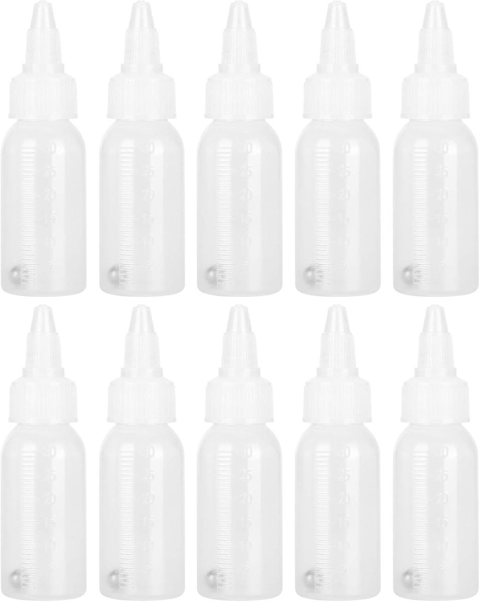 10 Stuks Applicator Spuitflessen Set – 30 ml Mini Plastic Druppelflessen met Schaalverdeling – Navulbare Lege Flesjes voor Kleur, Specerijen, Nagellak & Essentiële Olie – Geschikt voor Hobby en Reizen