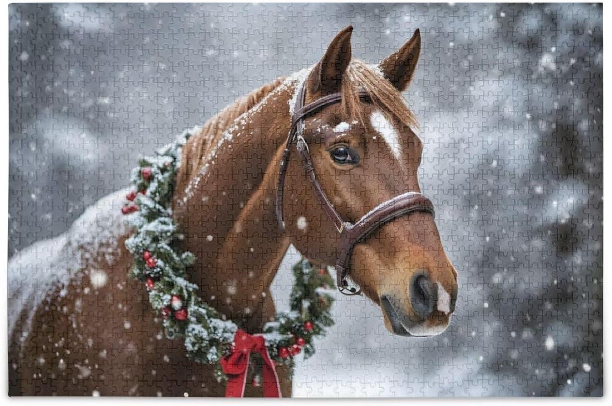 Legpuzzel Paard - Puzzelspel Volwassenen - Ontspanning Thuis - Hybride Papier-Hout Materiaal - 1000 Stukjes - Bruin