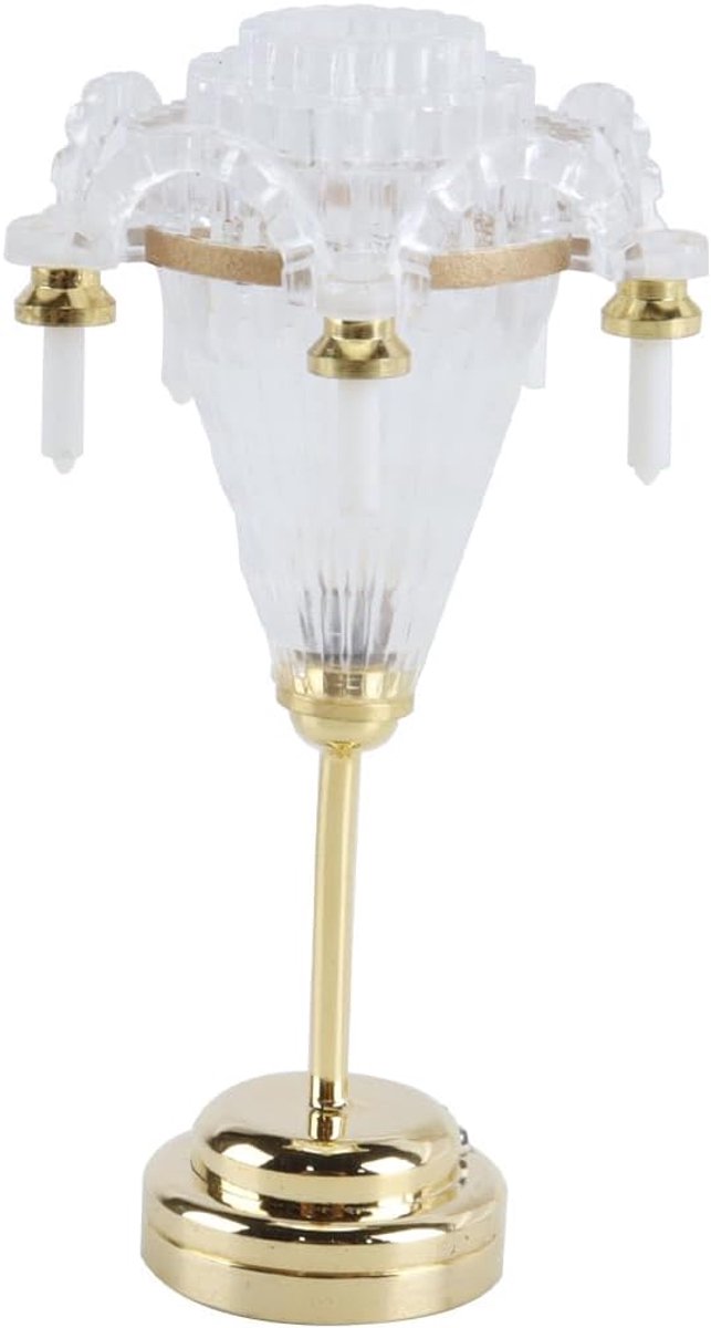 kroonluchter met kaarsen (schaal 1:12) – op batterijen werkende plastic lamp, realistisch doe-het-zelf accessoire voor binnen