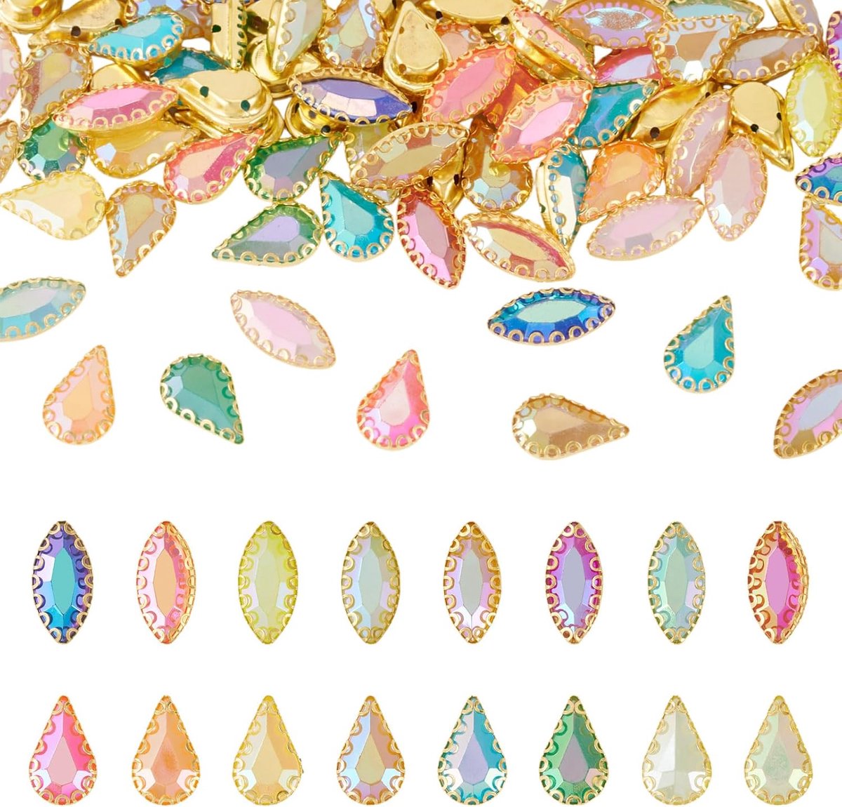 100 stuks naai-strass platte achterkant strass traan paardenoog kleine kristallen edelstenen voor doe-het-zelf ambachten jurk kleding schoenen tas decoraties