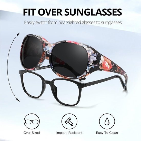 Zonnebril met gepolariseerde glazen, UV400-bescherming, oversized trendy montuur met glanzende accenten voor autorijden — afbeelding 2