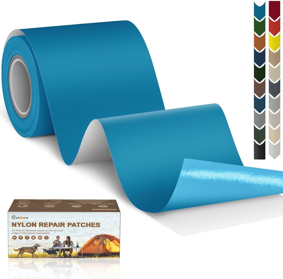 Reparatiepatches, 7,6x200 cm zelfklevende waterdichte reparatiepatch, donsjackflickers reparatieset, zelfklevende nylonflickers, voor jassen, tenten, donsjack-blauw