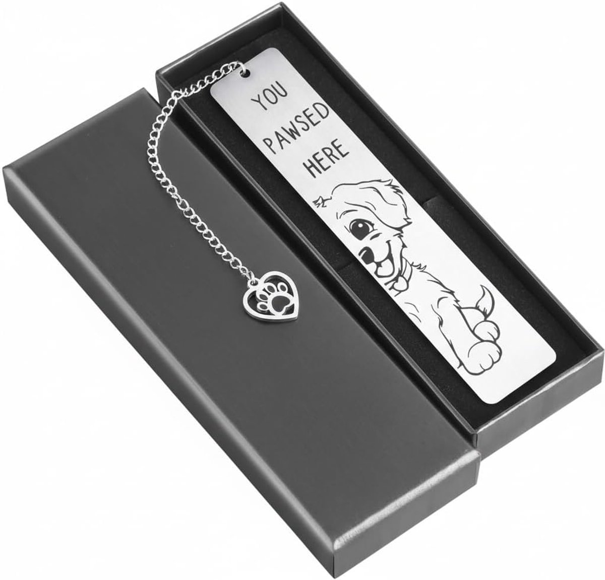 Bladwijzer van roestvrij staal, grappige metalen boekenlegger, met geschenkdoos, perfect cadeau voor boekenliefhebbers, honden/katten, Kerstmis, verjaardag, Moederdag