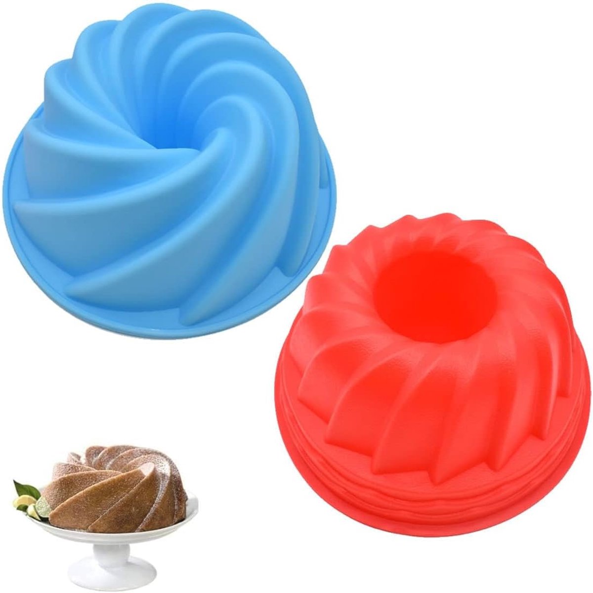 Mold,Zliger 2 Pieces Gugelhupf Mold Silicone Gugelhupf Bakvorm Non-stick En Temperatuur Resistant Geur Neutraal Ø 23 cm