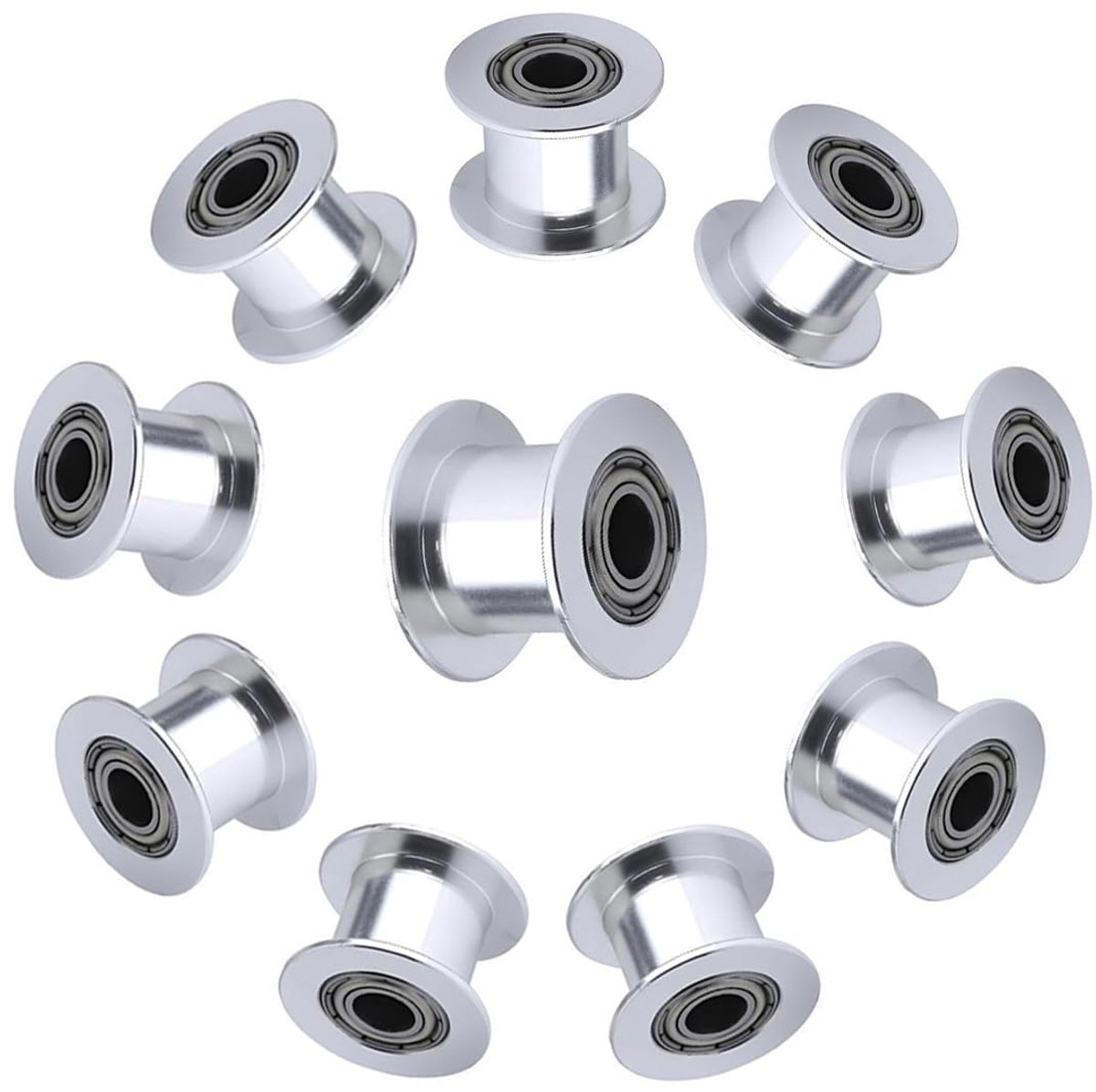 Spanrol 20T Gladde,Boring 5 mm,Breedte 10 mm,GT2 Idler Pulley 20T Toothless Bore 5 mm,voor 3D Printer 9 mm/10 mm Breedte GT2 Tandriem.(10 stuks)