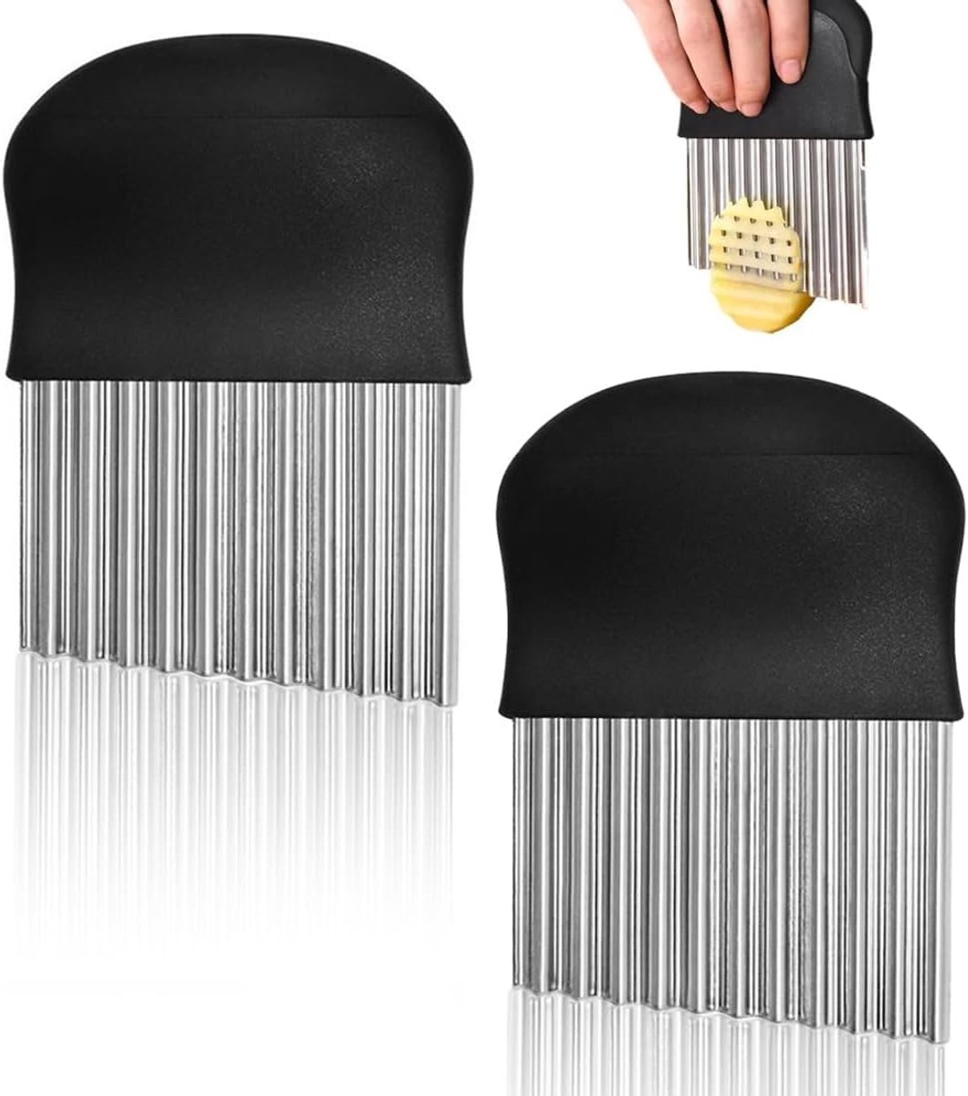 2 stuks golfsnijders, ribbelmes, golfmes, gegolfd snijmes, ribbelmes van roestvrij staal, golfsnijder voor groenten en fruit