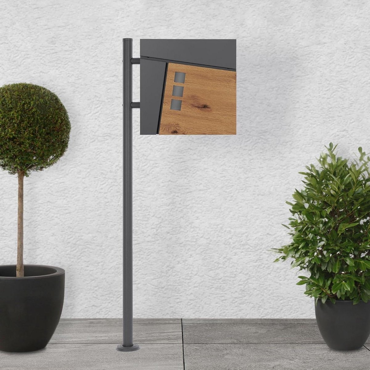 Brievenbus met krantenvak - Postbus staand - Post ontvangen - Gepoedercoat RVS - 120 cm hoog - Antraciet