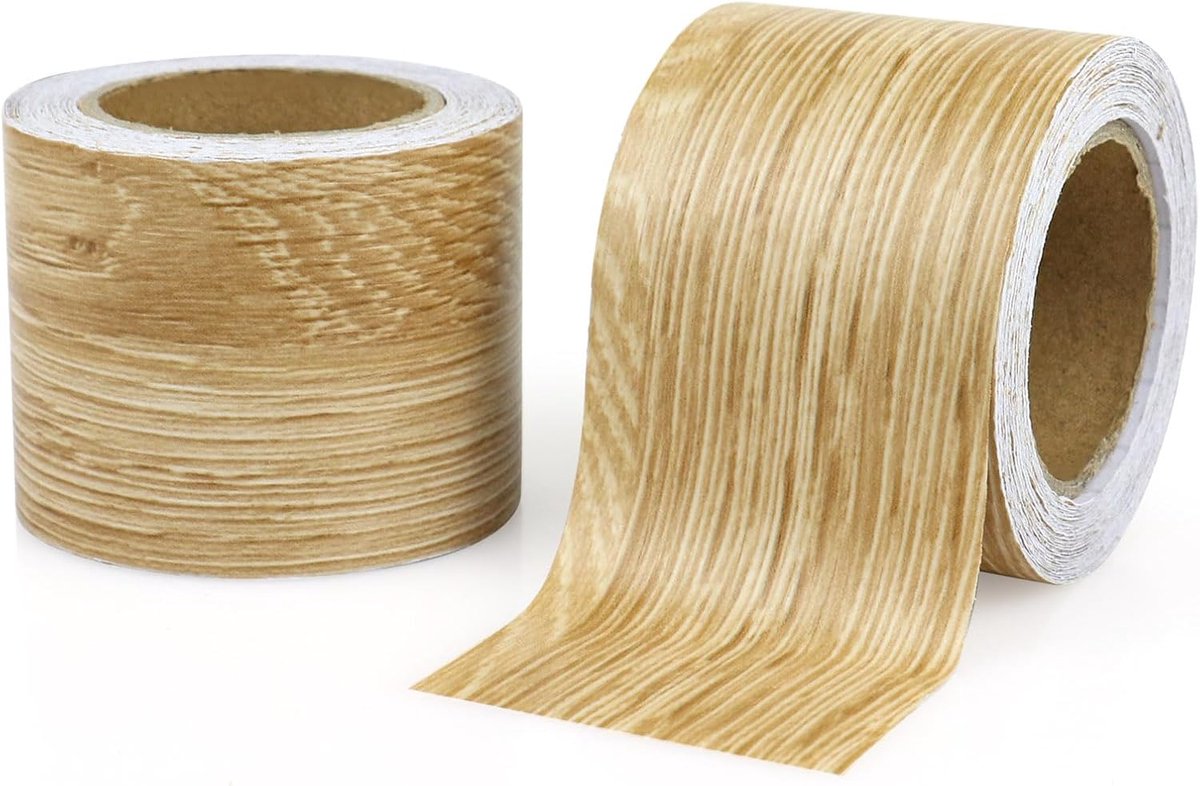 PACK 2 rollen 5 cm x 10 m meubelfolie, houtlook, zelfklevend en waterdicht, voor meubels, keuken, werkblad (eiken bruin)