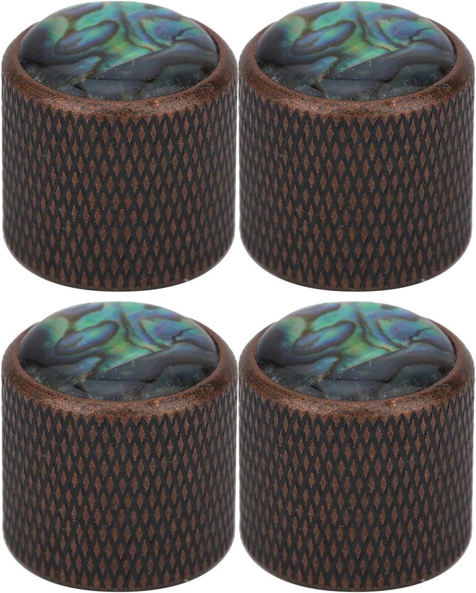 Set van 4 Metal Dome Knob Volume Tone Control knop vervangende onderdelen voor elektrische bas 6 mm(Kleur Shell Bronze) Prestatie
