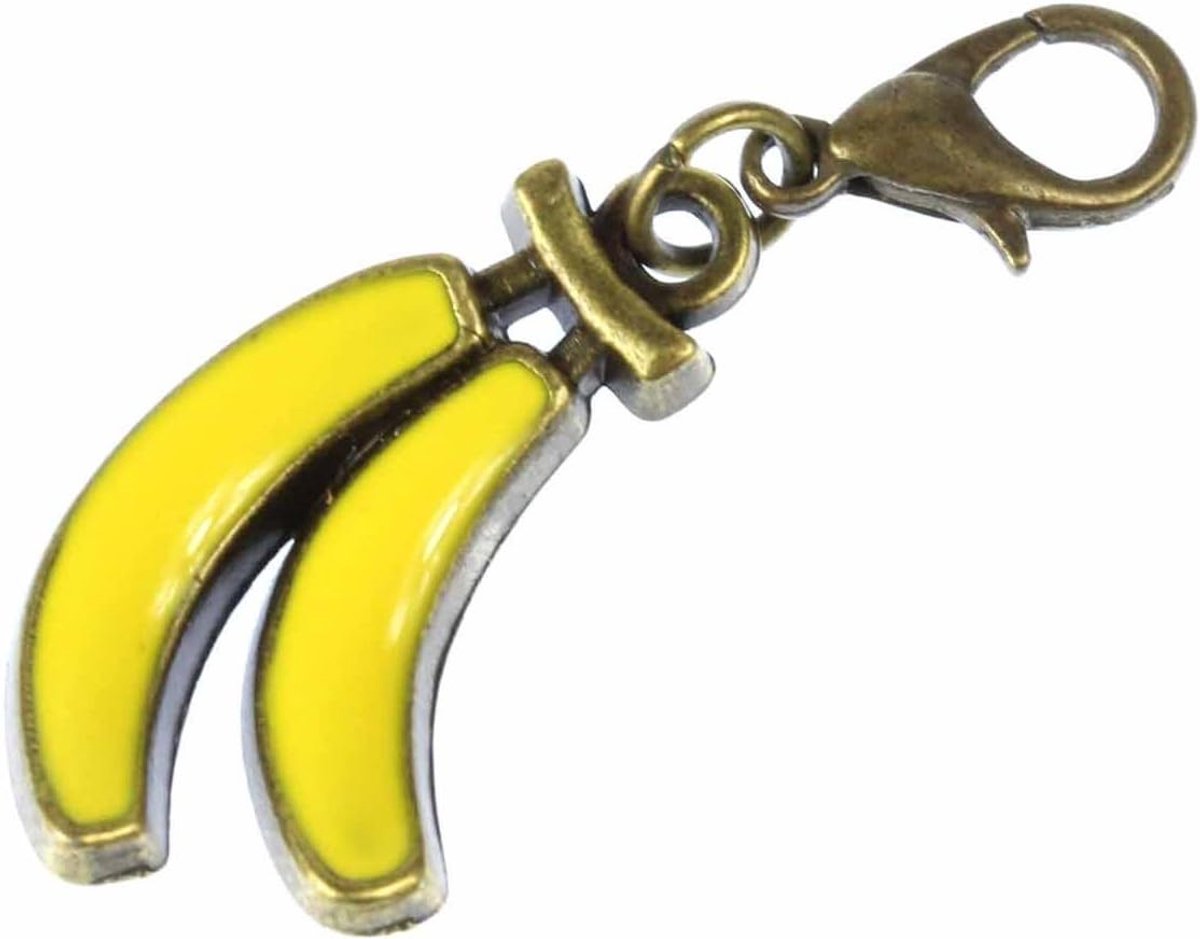 Bedels zomer banaan fruit brons - handgemaakte modesieraden I kettinghanger bronskleurig - bedelhanger bedelarmband - hanger voor armband, 25 mm, Metaal