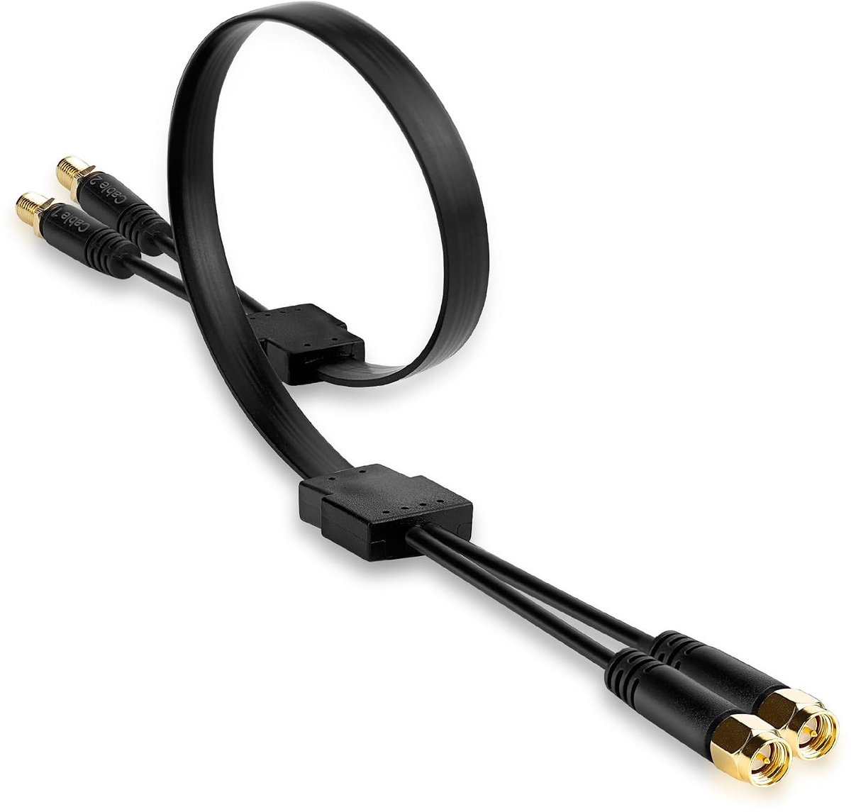 Doorvoer Plat Kabel voor 5G/LTE Antennes | Ultra-Dunne Laag-Verlies 2-in-1 Doorvoerkabel | SMA Male naar Female | Ideaal voor Ramen en Deuren, 50 cm