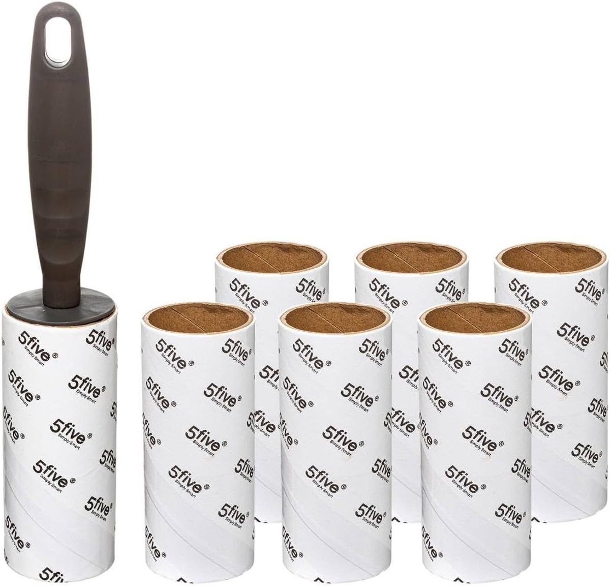 Kledingborstel met 6 navullingen - grijs - polypropyleen handvat - ideaal voor het verwijderen van stof en haren - SnelShoppen