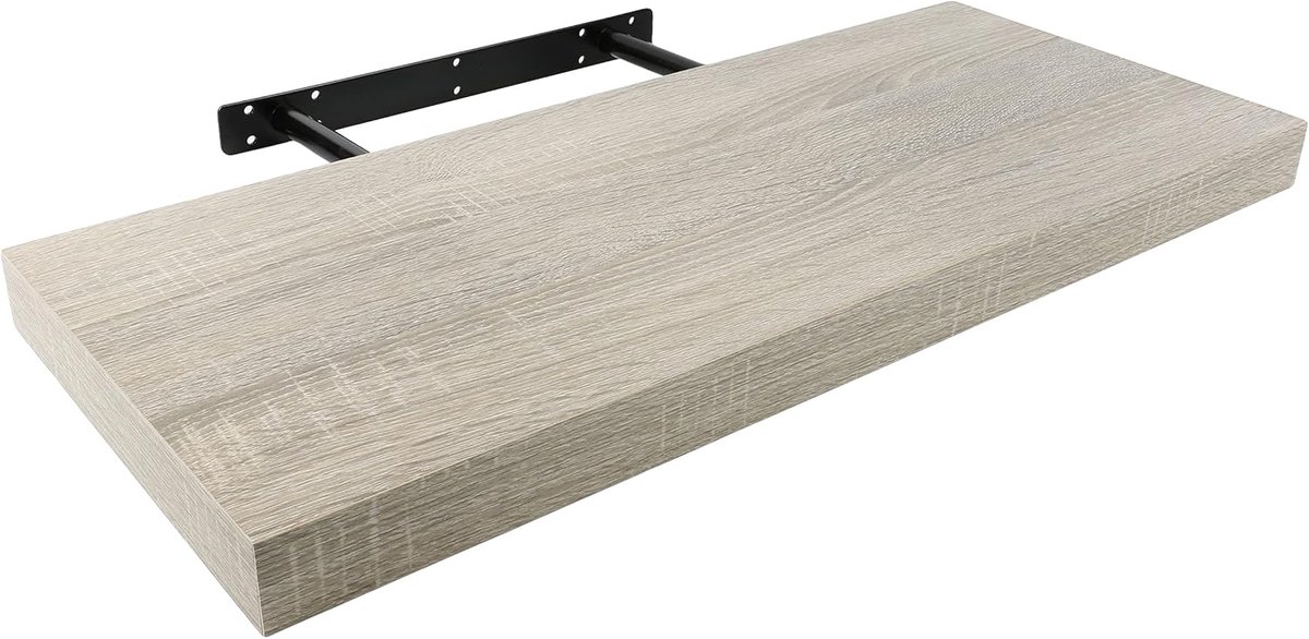 Zwevende wandplank grijze eiken kleur, wandplank onzichtbare fixatie planken decoratief maximale belasting 25kg