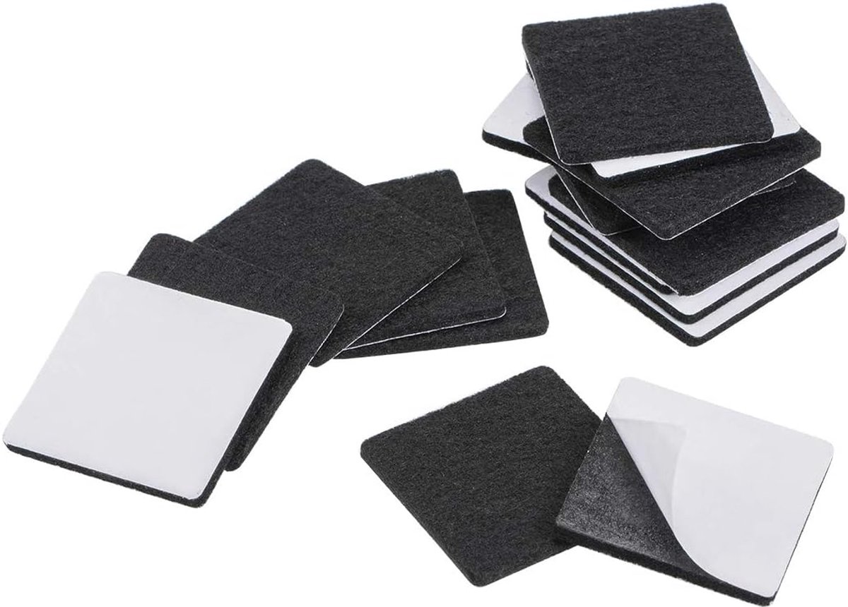 sourcing map 48 stuks meubelpads vilten pads zelfklevend 40 mm x 40 mm vierkant 3 mm dik zwart