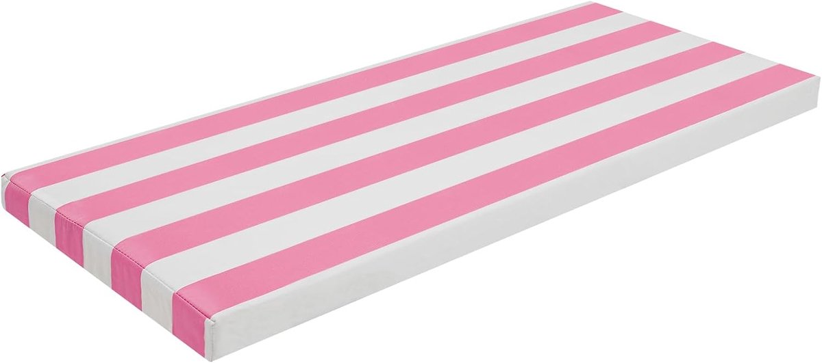 Bankkussen, voor buiten, comfortabel spons, zitkussen, waterdicht zitkussen, schommelkussen met hoes, wasbaar, verdikt kussen voor tuinmeubelen, 100 x 40 cm, wit + roze