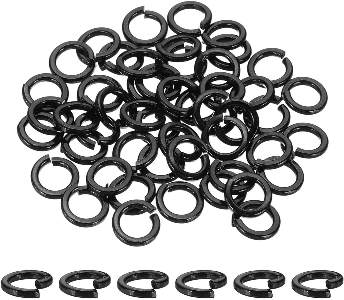 Remring M6, 304 roestvrij staal gespleten remringen voor schroeven bouten auto's bouwmachines zwart 50 stuks