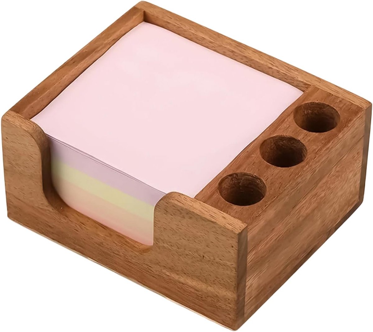 Houten Antislip Bureau Memo Blok Organizer | Notitieblok Organizer Houder voor Thuis, Kantoor of Studie