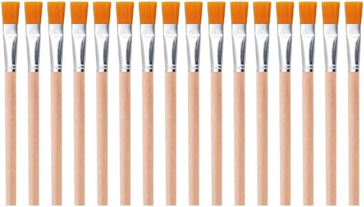 16-delige borstelset voor soldeerstroom, nylon borstelset met houten handvat voor het aanbrengen van lijm, lassen, reinigen, schilderen, elektronische reparatie, breedte 10 mm, lengte 14 cm