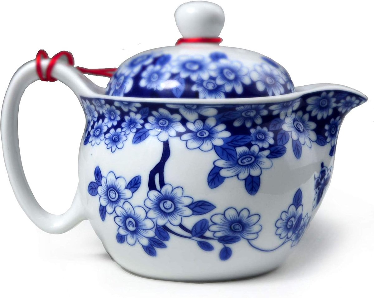 12oz/350 m Blauw China Porselein Roestvrij Staal Filtratie Mash Infuser Thee