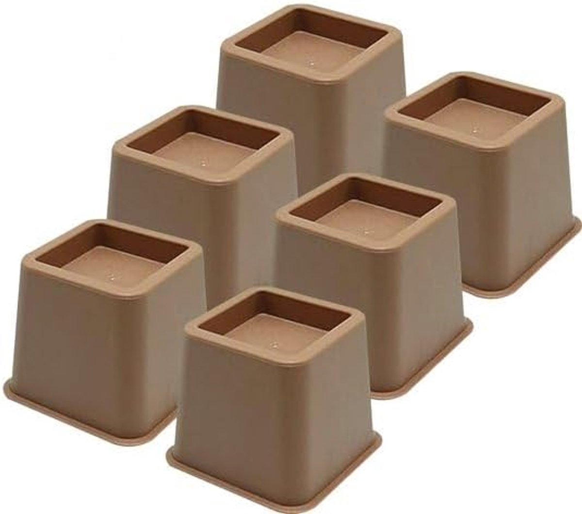 Meubelverhoger set - 6 stuks - Bruin - Verhoogt met 8 cm - Voor stabiliteit en gebruikscomfort - SnelShoppen
