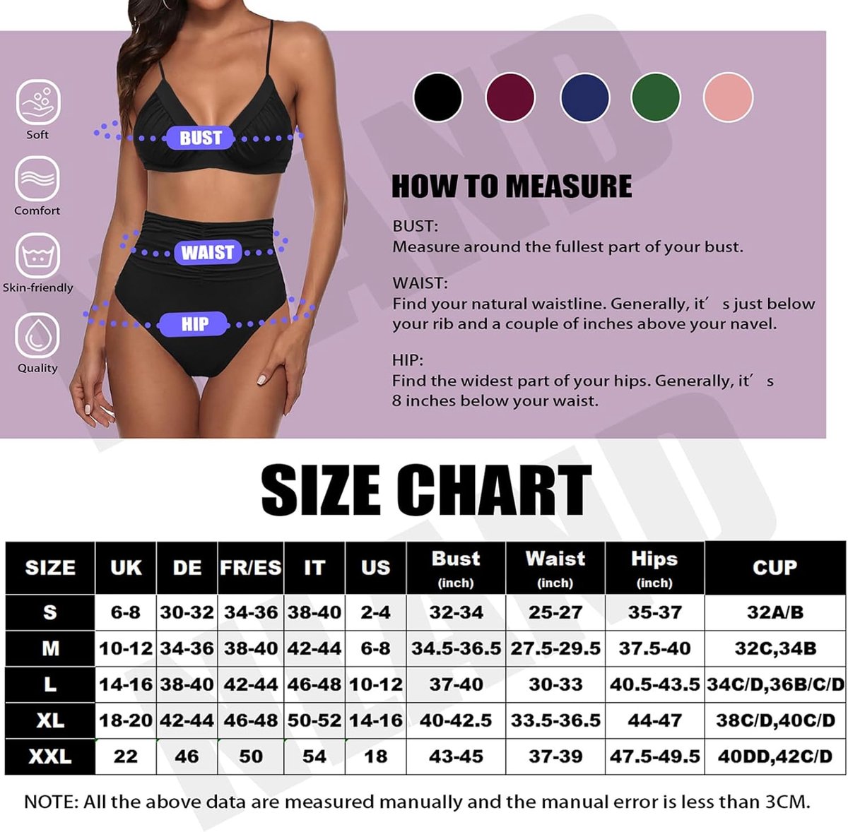 Bikini set V-hals push-up badmode hoge taille sexy bikini elegant tweedelig zacht badpak zwempak met verstelbare schouderbanden