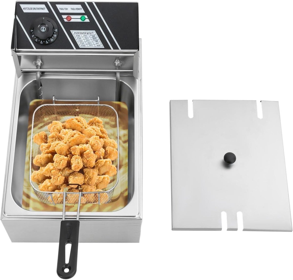 Elektrische Frituurpan - Professionele Frituur - Thuis Frituren - Nauwkeurige Temperatuurregeling - 6 Liter - Zilver