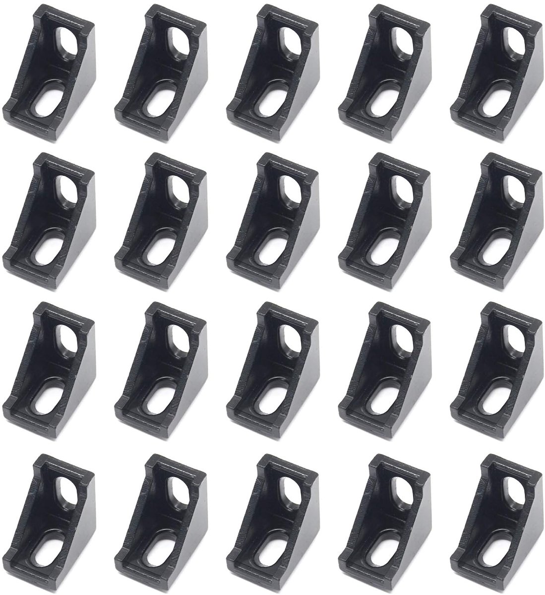 20 stuks geëxtrudeerd aluminium profiel, 2028, hoekhouder, rechthoekig voor 6 mm sleuf, aluminium extrusieprofiel 2020-serie (2028-zwart-20)