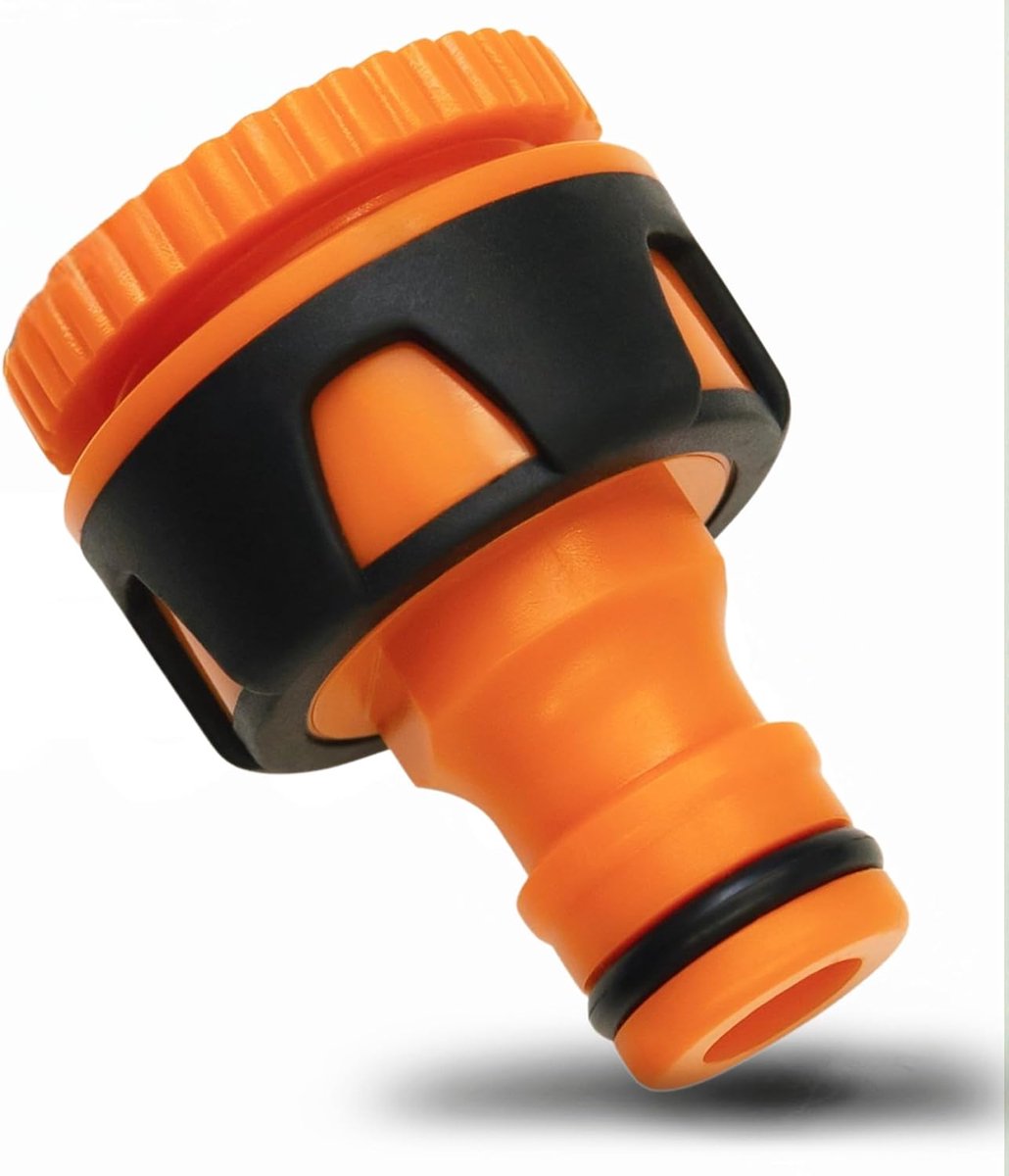 Kraan adapter - aansluiting voor 3/4 en 1/2 inch adapter kraanconnector van kunststof - slangaansluiting tuinslang wateraansluiting slang waterslang kraanstuk tuin (oranje)