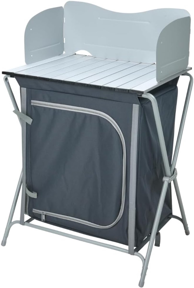 Camping Cabinet 60 x 45 x 64 cm - Grijs - Opvouwbaar - Perfect voor buitenkoken - SnelShoppen