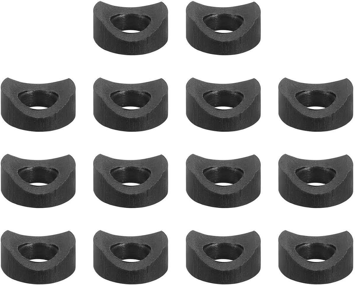 36 stuks kunststof ronde sluitringen, 6 mm x 12 mm x 3 mm zwart, PE concave sluitring, bevestigingselement voor ronde buisbevestiging