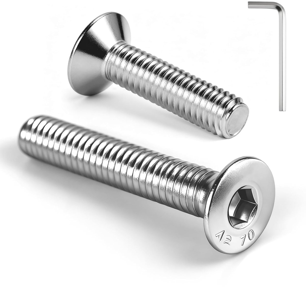 x 30 mm verzonken schroeven, roestvrij staal, M5, 20 stuks, binnenzeskantschroeven, A2V2A 304, uitgerust met een inbussleutel