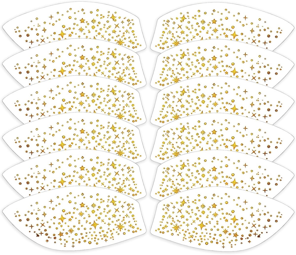 Oogschaduwtatoeages, 6 paar/12 stuks oogmake-up stickers voor dames, oogschaduwstickers, goud